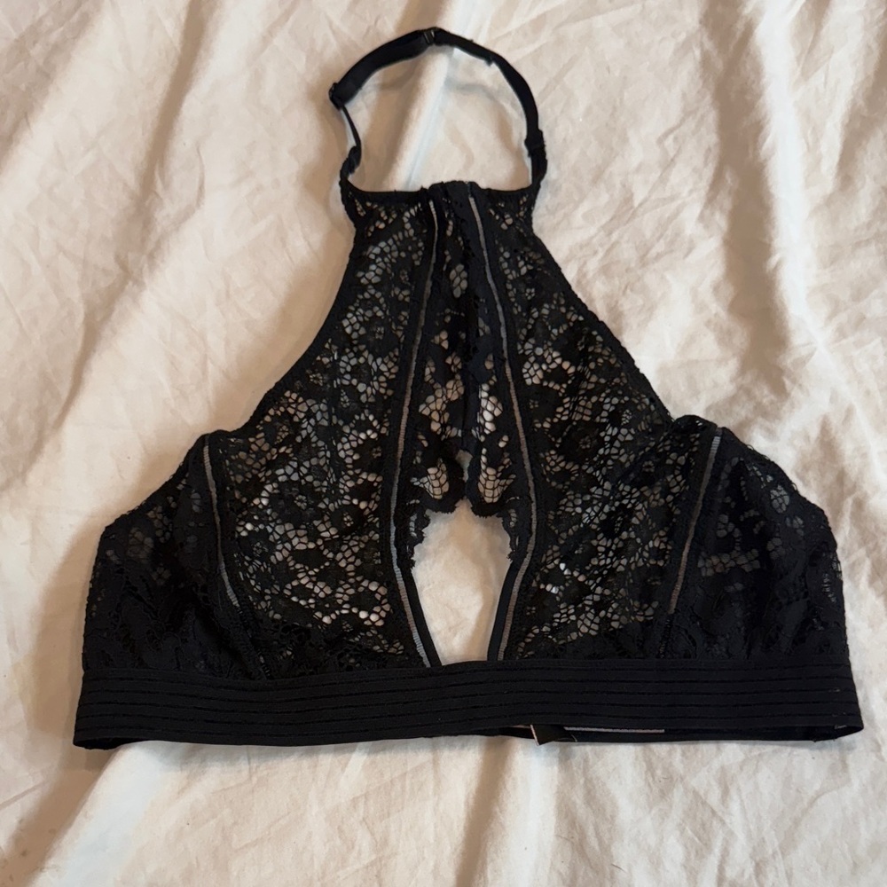 Victoria's Secret Black Lace High-Neck Bralette
